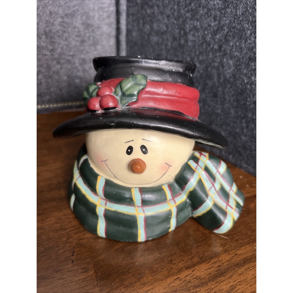 Yankee candle snowman Head Candle‎ With scarf Vintage